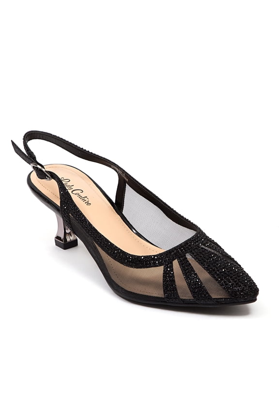 Macy Rhinestone Trimmed Sling Back, Black, 12