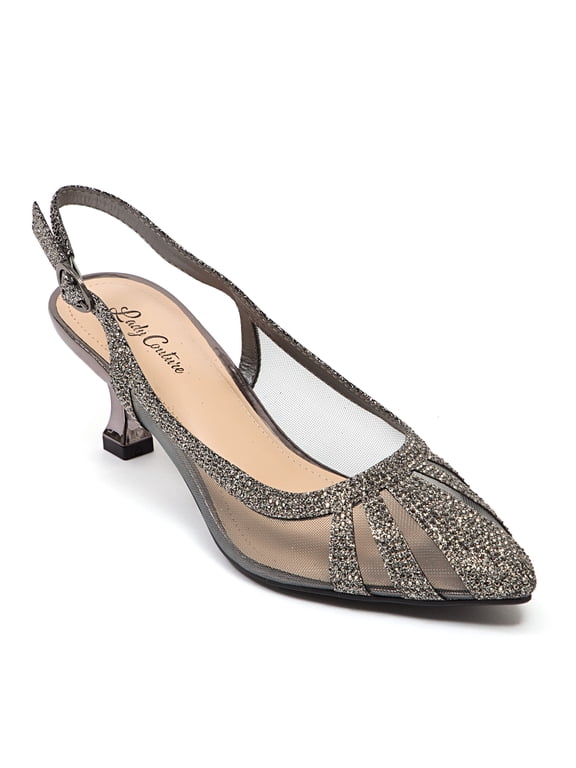 Macy Rhinestone Trimmed Sling Back, Pewter, 12