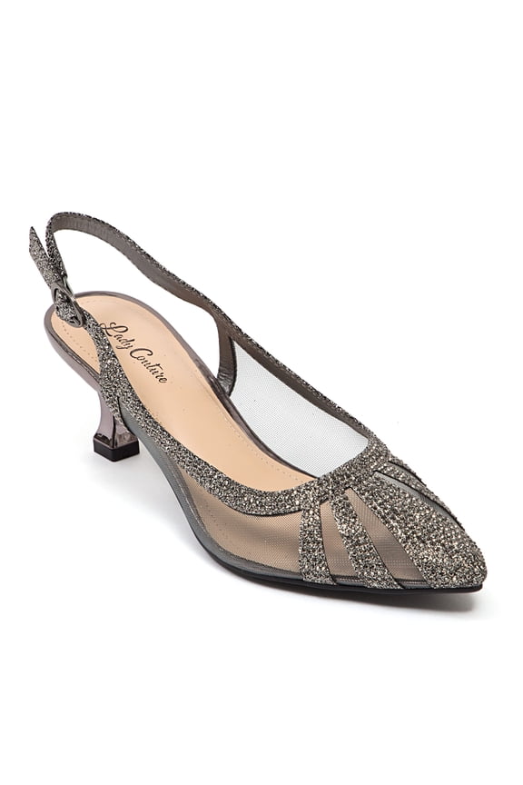 Macy Rhinestone Trimmed Sling Back, Pewter, 7