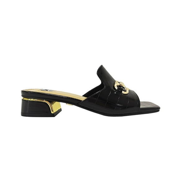 Ninety Union Open Toe Metal Trim Heel Slide, Black, 5