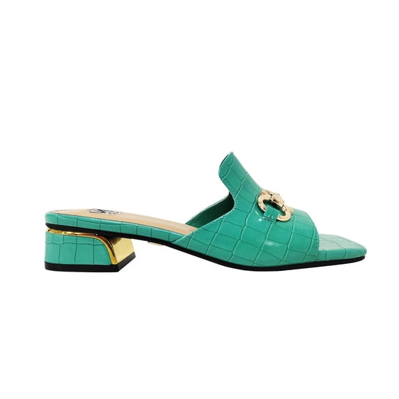 Ninety Union Open Toe Metal Trim Heel Slide, Turquoise, 6