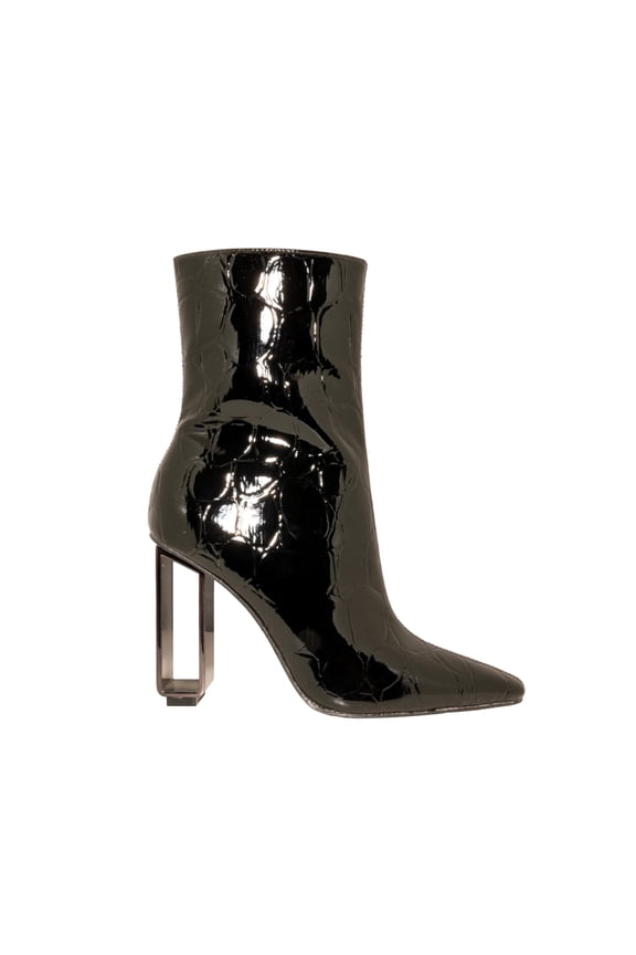 Palladium Geometric Metal Heel Bootie, Black, 8