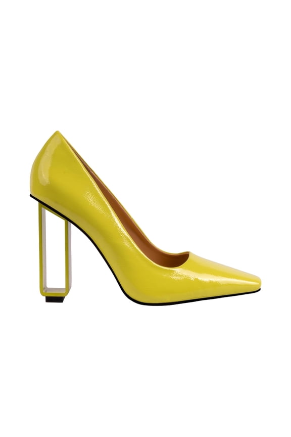 Pandora Geometric Metal Heel Pump, Lime, 10