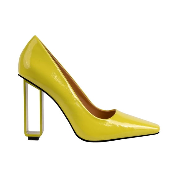Ninety Union Pandora Geometric Metal Heel Pump, Lime, 5