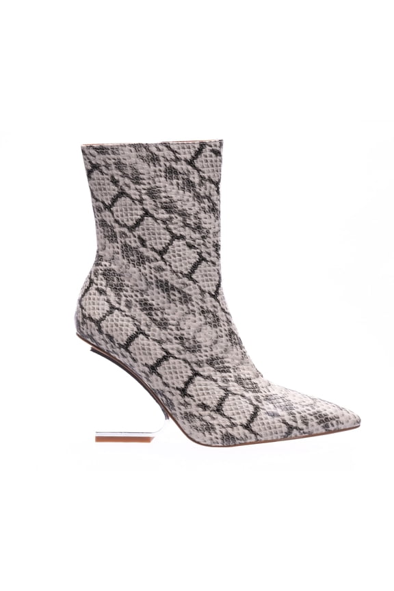 Princess Short Bootie With Cool Metal Heel, Natural Snake, 10