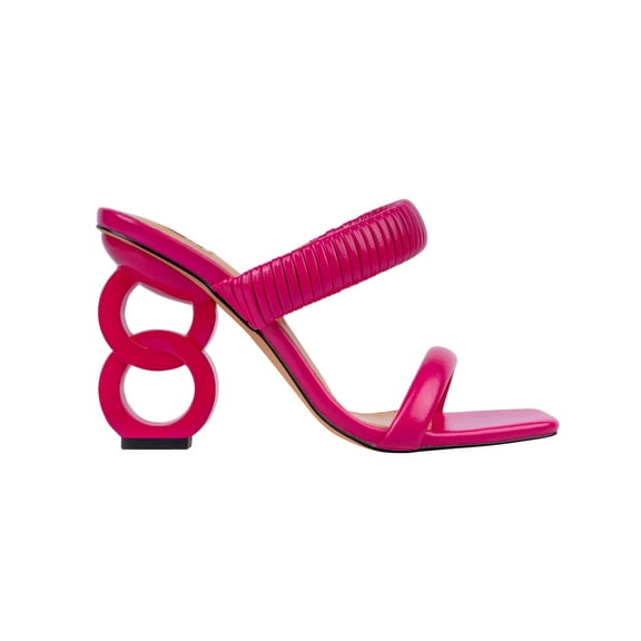 Ninety Union Raddle Metallic Heel Pleaded Two Band Slide, Fuchsia, 8