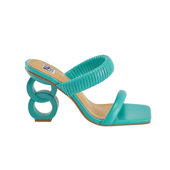 Ninety Union Raddle Metallic Heel Pleaded Two Band Slide, Mint, 11