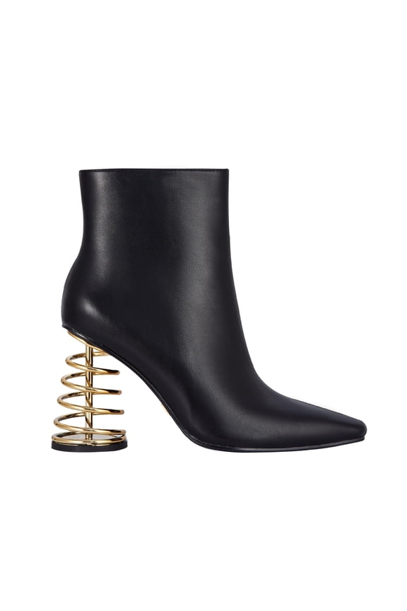 Slinky Metal Caged Bootie, Black, 5