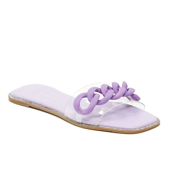 Ninety Union Tampa Flat One Band Lucite Slide With Matching Chain Buckles, Purple, 8