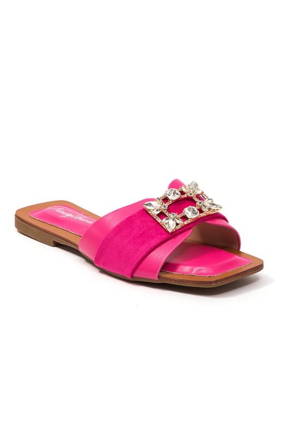 Texas One Band Flat Slide With a Rhinestone Buckle, Fuchsia, 5
