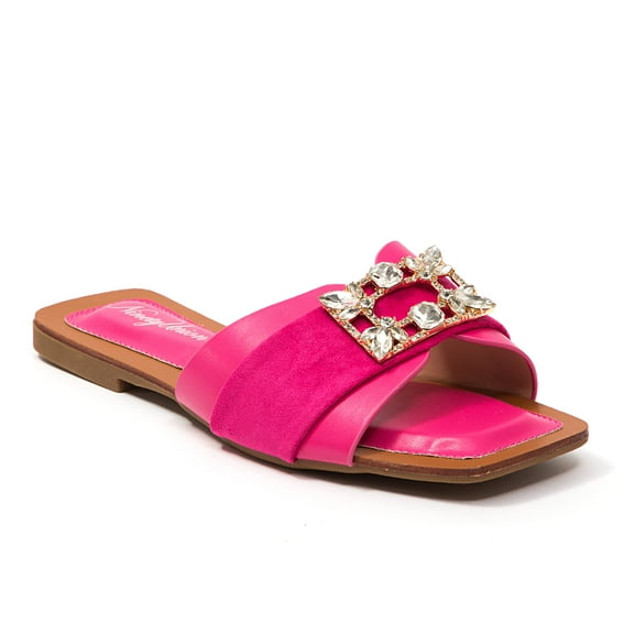 Ninety Union Texas One Band Flat Slide With a Rhinestone Buckle, Fuchsia, 6