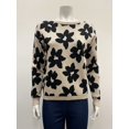 thumbnail image 1 of Ninety Womens pullover long sleeve crew neck intarsia flower Sweater, 1 of 1