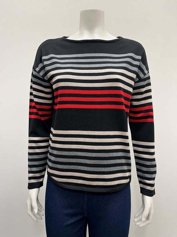Womens pullover striped long sleeve boat neck Sweater .