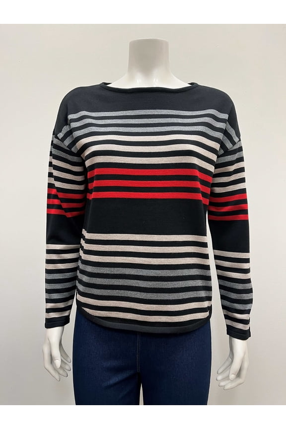 Womens pullover striped long sleeve boat neck Sweater .