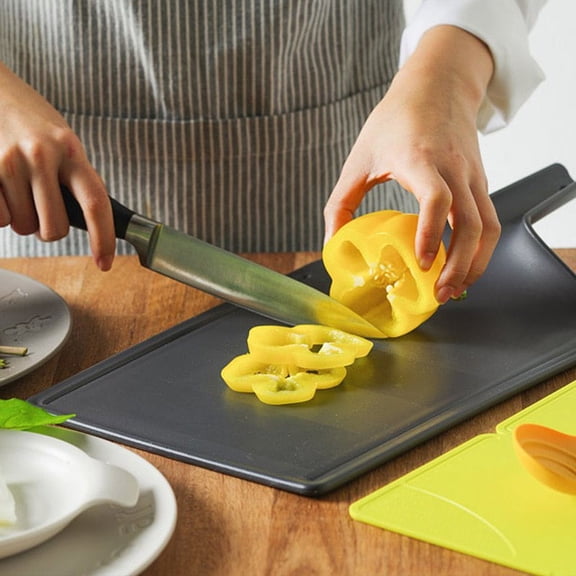 Nineware Easy Grip Cutting Board with Handle | 16" X 8.9" | Odor Free, Non Slip, Easy Clean, Dishwasher Safe | Made in Korea (BLACK)