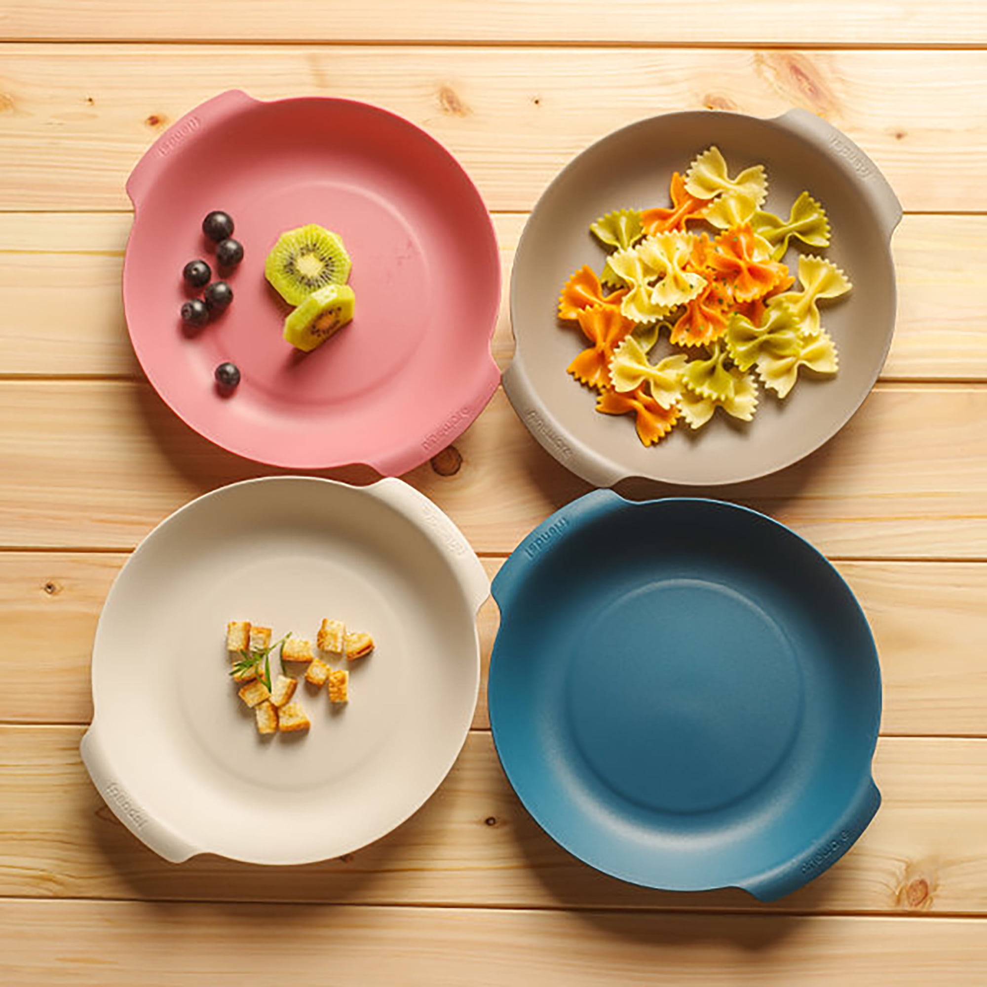 Nineware Pasta Bowl Set (Set of 4) | 9.3" X 8.2" X H 1.38" (3.7oz) | Stackable Design | Plastic Bowl Set | Dishwasher & Microwave safe | Made in Korea