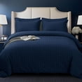thumbnail image 1 of NingFu 7-Pieces Luxury Navy Bedding Set, King, 1 of 16