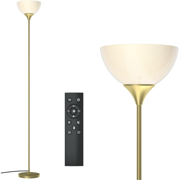 NingFu 70" Modern Remote Control Gold Brass Torchiere Floor Lamp
