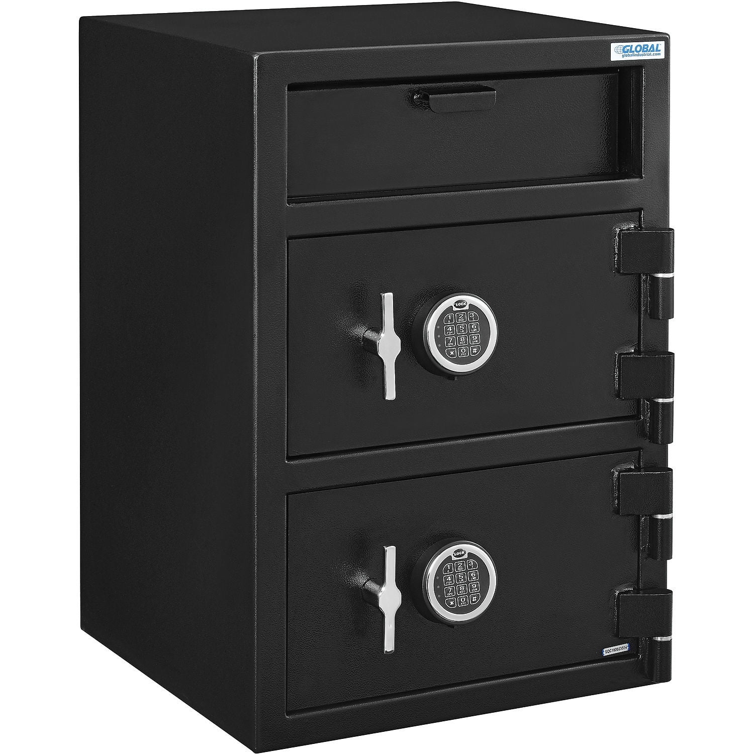 Black Steel Dual Compartment Depository Safe with Digital Lock