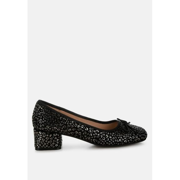 Ningen Leopard Print Block Heel Ballerinas