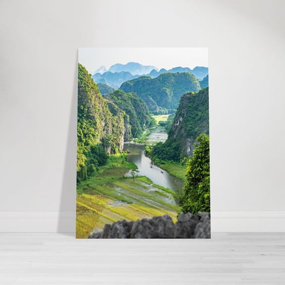 Ninh Binh Vietnam Landscape Poster, Limestone Mountains, River Valley Wall Art, Poster Only