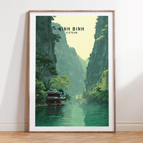 Ninh Binh Vietnam Wall Art Print, Minimalist Limestone Landscape Decor