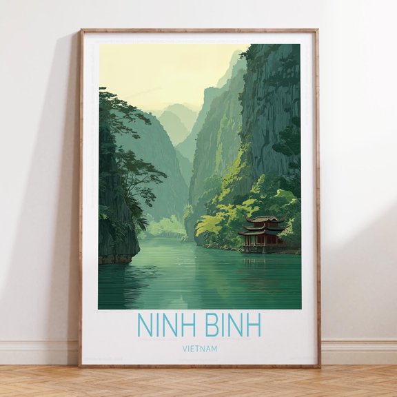 Ninh Binh Vietnam Wall Art Print, Scenic Limestone Landscape Decor