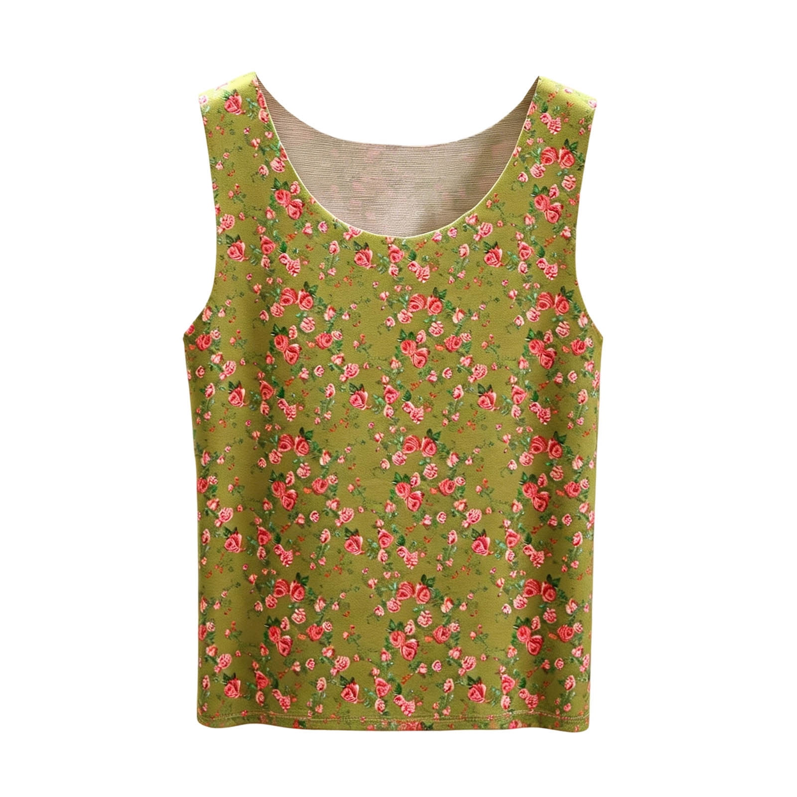 Ninixx Fleece Lined Floral Print Tank Tops for Women Brushed Soft U ...