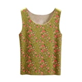 Ninixx Fleece Lined Floral Print Tank Tops for Women Brushed Soft U ...