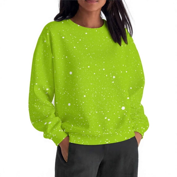 Ninixx Sparkly Printed Sweatshirts for Women Thin Casual Long Sleeve Crew Neck Pullover Shirts Fall Fashion Pullover Clothes