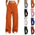 thumbnail image 1 of Ninixx Womens Button Front Cargo Pants Relaxed Wide Leg Utility Trousers with Multi Pockets, 1 of 7