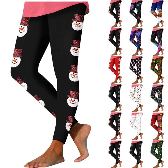 Ninixx Womens Christmas Funny Printed Leggings High Waisted Stretch Full Length Yoga Pants Holiday Casual Workout Pants