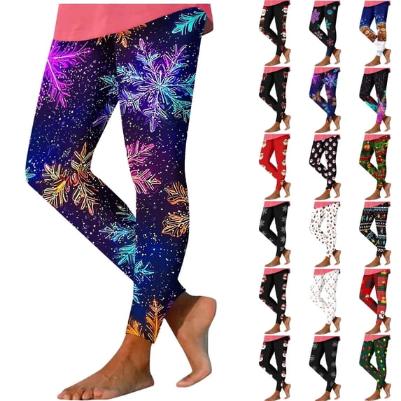 Ninixx Womens Christmas Funny Printed Leggings High Waisted Stretch Full Length Yoga Pants Holiday Casual Workout Pants