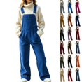 thumbnail image 1 of Ninixx Womens Corduroy Overalls Adjustable Straps Wide Leg Bib Jumpsuits with Pockets for Fall Winter, 1 of 8