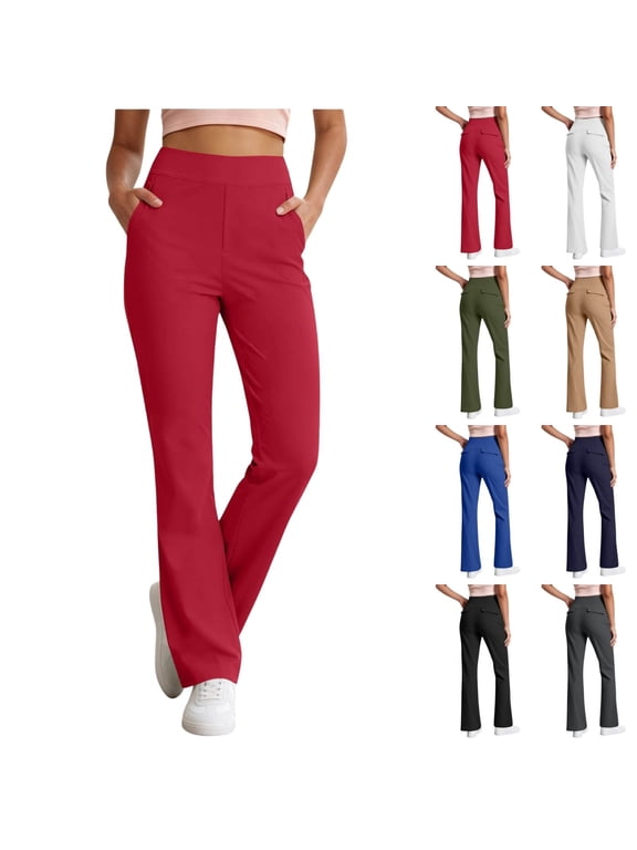 Womens Flare Yoga Pants Bootcut Workout Leggings with Pockets High Waist Stretch Trousers
