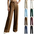 thumbnail image 1 of Ninixx Womens High Waist Pinstripe Dress Pants Straight Leg Pleated Front Trousers with Pockets for Work, 1 of 9