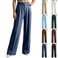 thumbnail image 1 of Ninixx Womens High Waist Pinstripe Dress Pants Straight Leg Pleated Front Trousers with Pockets for Work, 1 of 9