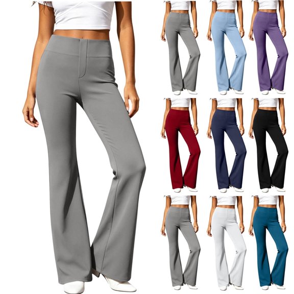 Ninixx Womens High Waisted Flare Yoga Pants with Pockets Bootcut Workout Leggings Stretch Casual Trousers
