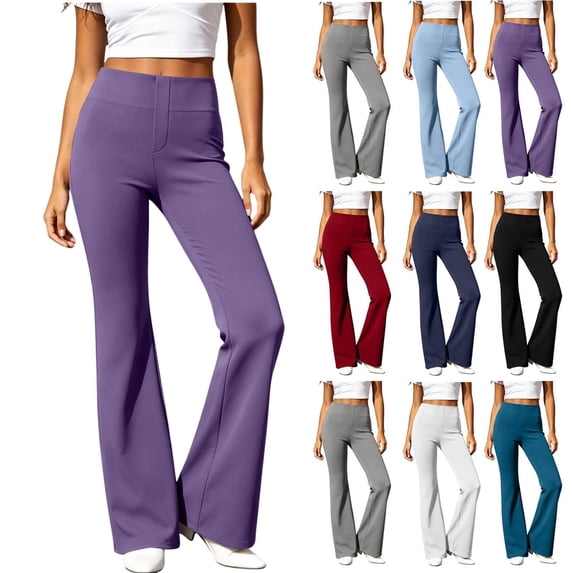 Ninixx Womens High Waisted Flare Yoga Pants with Pockets Bootcut Workout Leggings Stretch Casual Trousers