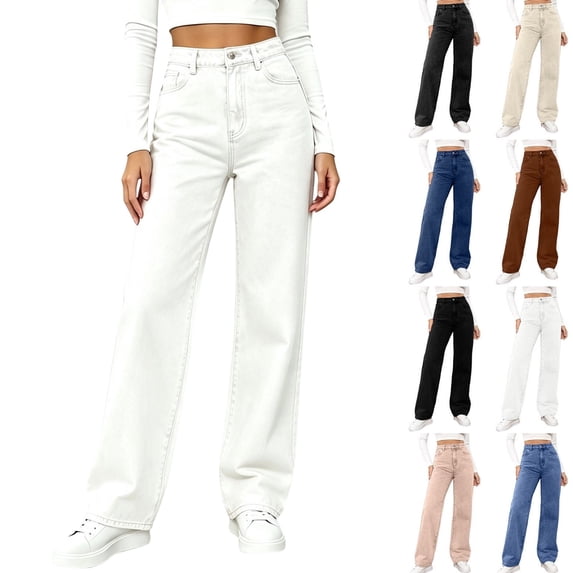 Ninixx Womens High Waisted Jeans Wide Leg Loose Fit Baggy Denim Pants Style Casual Streetwear