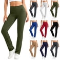 thumbnail image 1 of Ninixx Womens Mid Rise Yoga Pants Straight Leg Workout Leggings with Pockets Stretch Bootcut Trousers, 1 of 9