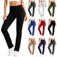 thumbnail image 1 of Ninixx Womens Mid Rise Yoga Pants Straight Leg Workout Leggings with Pockets Stretch Bootcut Trousers, 1 of 9