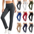 thumbnail image 1 of Ninixx Womens Mid Rise Yoga Pants Straight Leg Workout Leggings with Pockets Stretch Bootcut Trousers, 1 of 9