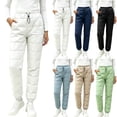 thumbnail image 1 of Ninixx Womens Quilted Winter Snow Pants Insulated Ski Trousers with Drawstring Waist Pockets and Elastic Cuffs, 1 of 6