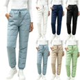 thumbnail image 1 of Ninixx Womens Quilted Winter Snow Pants Insulated Ski Trousers with Drawstring Waist Pockets and Elastic Cuffs, 1 of 6
