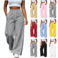 thumbnail image 1 of Ninixx Womens Side Button Sweatpants Drawstring Waist Wide Leg Casual Lounge Pants with Pockets, 1 of 8