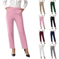 thumbnail image 1 of Ninixx Womens Straight Leg Business Casual Slacks Elastic Waist Dressy Trousers with Pockets Work Office Outfits for Daily Wear, 1 of 5