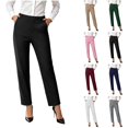 thumbnail image 1 of Ninixx Womens Straight Leg Business Casual Slacks Elastic Waist Dressy Trousers with Pockets Work Office Outfits for Daily Wear, 1 of 5