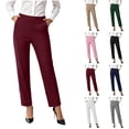thumbnail image 1 of Ninixx Womens Straight Leg Business Casual Slacks Elastic Waist Dressy Trousers with Pockets Work Office Outfits for Daily Wear, 1 of 5