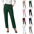 thumbnail image 1 of Ninixx Womens Straight Leg Business Casual Slacks Elastic Waist Dressy Trousers with Pockets Work Office Outfits for Daily Wear, 1 of 5